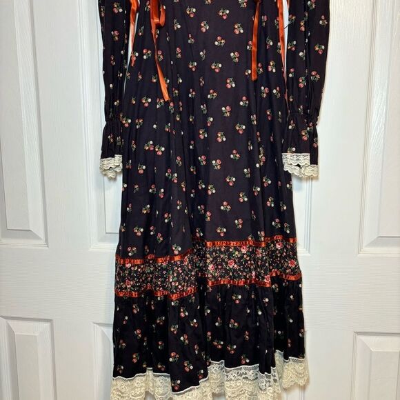 Gunne Sax Calico Dress Renaissance Fair Dress With Pockets Vintage 70s - Picture 6 of 17